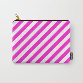 Diagonal Stripes (Hot Magenta/White) Carry-All Pouch