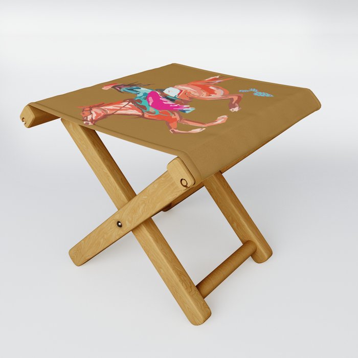 Cowgirl on Horse Art Rodeo Queen Western Art  Folding Stool