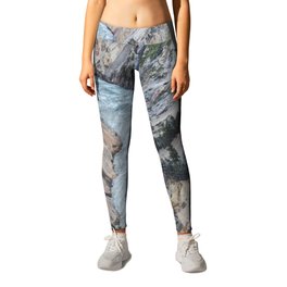 Yellowstone River Grand Canyon Adventure Leggings | Nature, Illustration, Digital, Grand, Yellowstone, Watercolor, Mountains, Landscape, Painting, Forest 