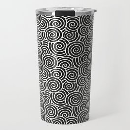 Chinese Spirals Pattern | Abstract Waves | Swirl Patterns | Circles and Swirls | Black and White | Travel Mug