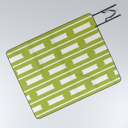 Geometric Stripe & Spots Green  Picnic Blanket
