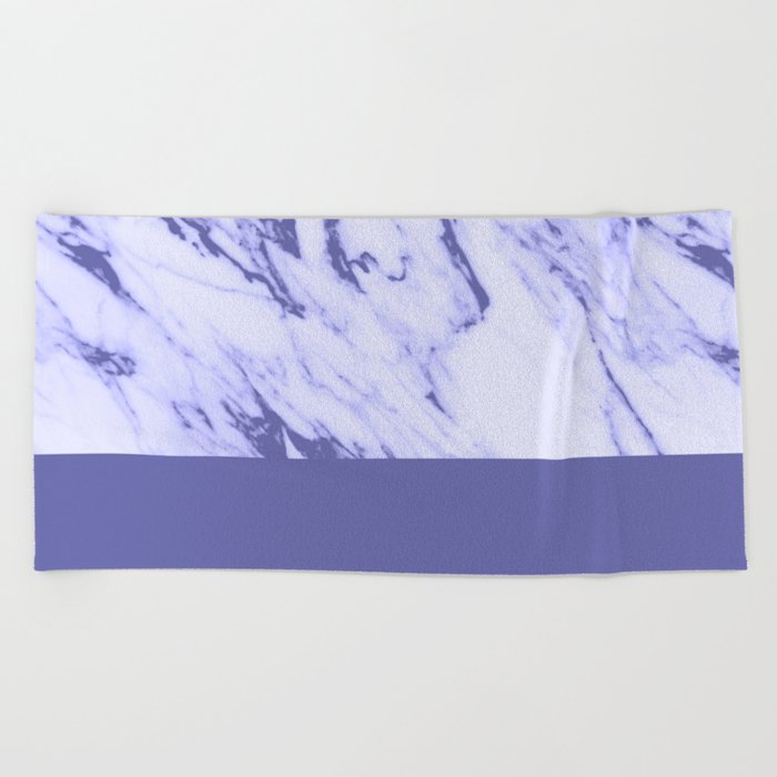 Very Peri 2022 Color Of The Year Periwinkle White Marble Beach Towel