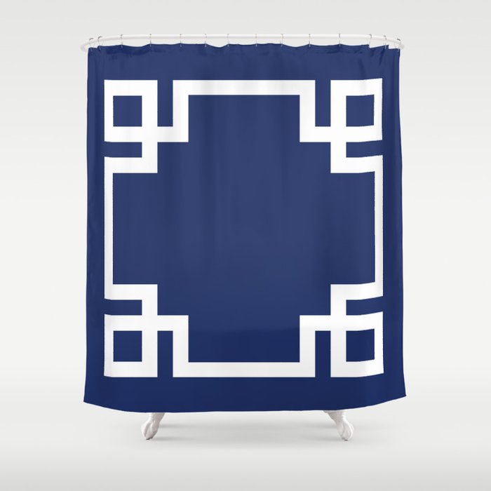 Navy Blue Greek Key Shower Curtain By, Greek Key Shower Curtain