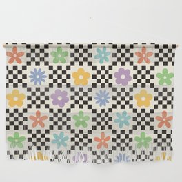 Retro Colorful Flower Double Checker Wall Hanging