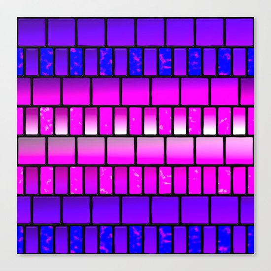 Pink and Blue Offset Tiles Pattern Canvas Print