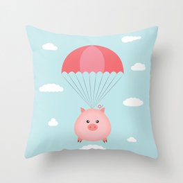 Baby Pig in a Parachute Throw Pillow