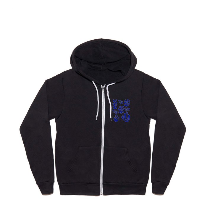 Matisse Inspired Seagrass Royal Ocean Blue on Sandy Beach Beige Minimalist Full Zip Hoodie