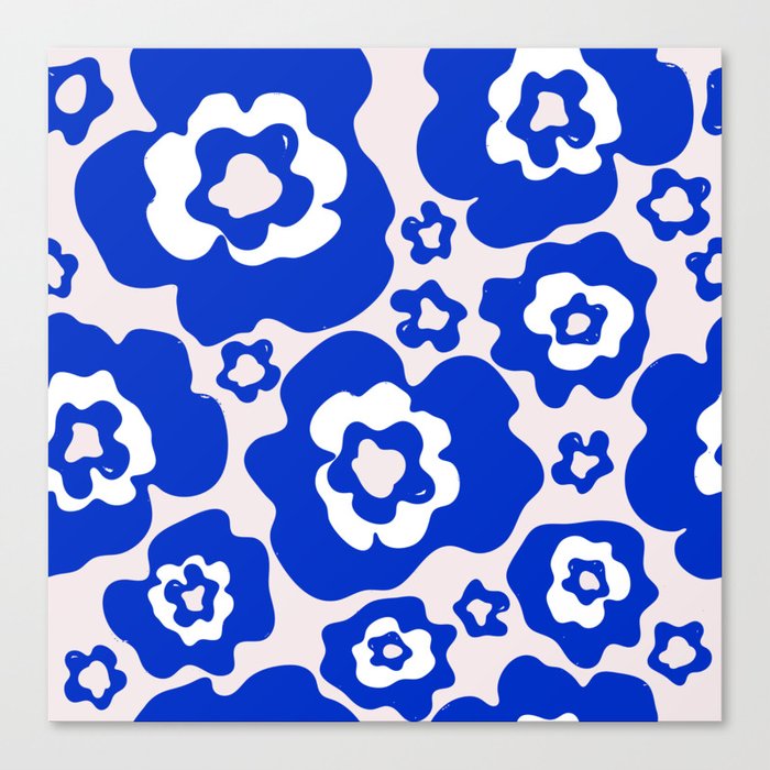 Abstract Blue Flower Pattern 01 Canvas Print