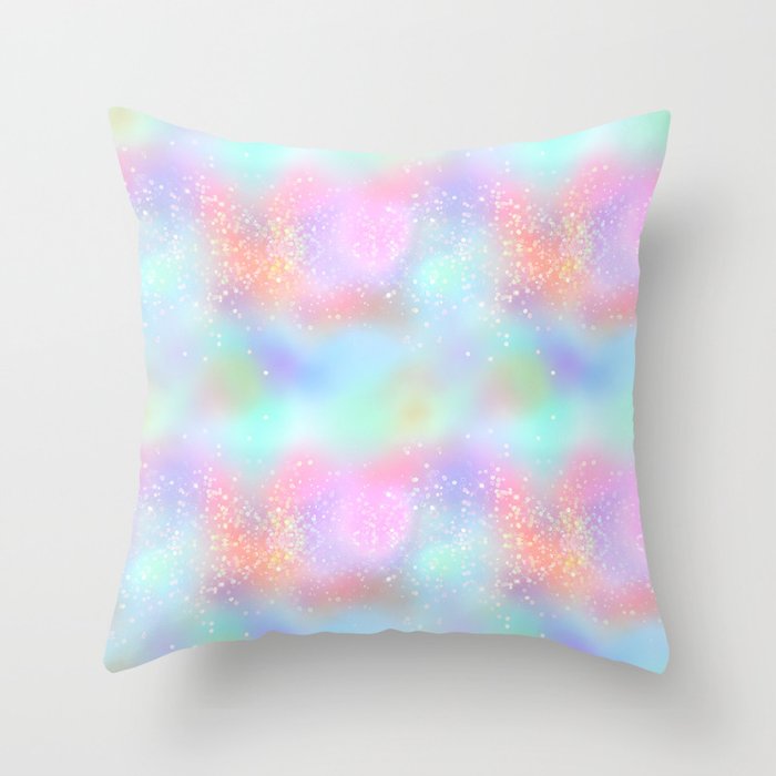 Pretty Rainbow Holographic Glitter Throw Pillow