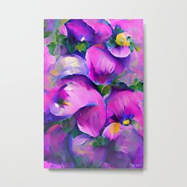 Purple and Pink Pansies Metal Print | Artwork, Pink, Procreate, Purple, Painting, Artowrk, Digital, Green, Abstract, Flowers 