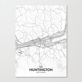 Huntington, West Virginia, United States - Light City Map Canvas Print