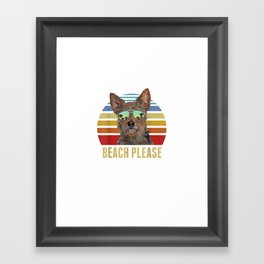 Beach Please Australian Terrier Dog Funny Summer T-Shirt Framed Art Print