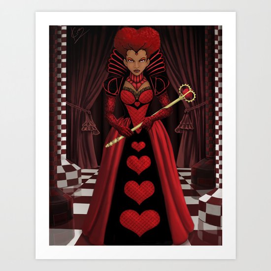 Ebony Queen of Hearts Art Print