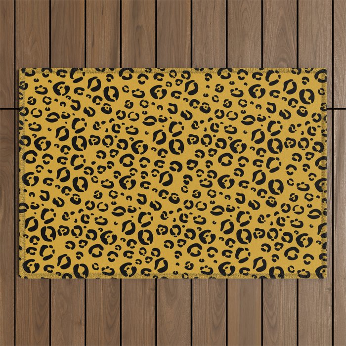 Leopard (black on gold) Outdoor Rug