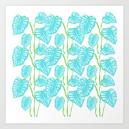 Blue Leaves on a Green Vine Art Print