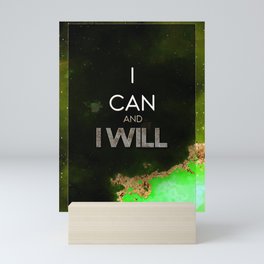 I Can and I Will Rainbow Gold Quote Motivational Art Mini Art Print