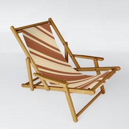 [ Thumbnail: Tan & Sienna Colored Striped Pattern Sling Chair ]