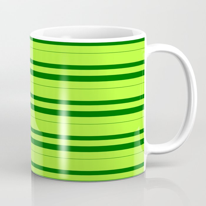 Light Green & Dark Green Colored Lines/Stripes Pattern Coffee Mug