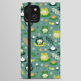 Cute little frogs pond pattern iPhone Wallet Case