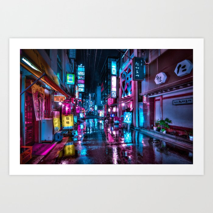 Cyberpunk Aesthetic in Tokyo at Night Art Print by tokyoluv | Society6