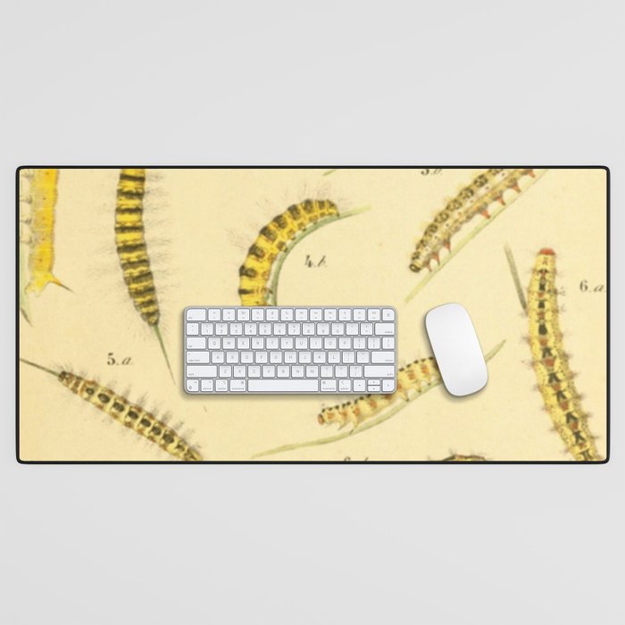 Yellow Caterpillars Desk Mat