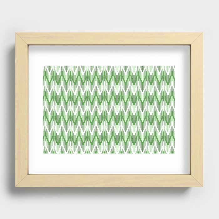 Green and White Striped Chevron Ripple Pattern Pairs DE 2022 Trending Color Golf Course DE5601 Recessed Framed Print