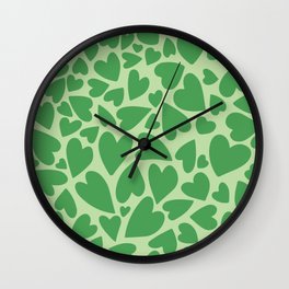 Forest Green Warped Hearts Wall Clock