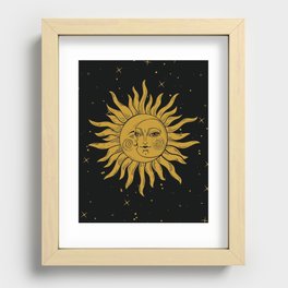 Sun and Moon Zodiac Astrological Universe  Recessed Framed Print