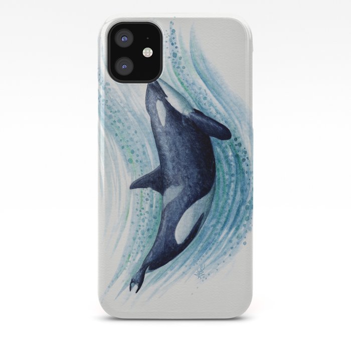 Orca Spash By Amber Marine Watercolor Killer Whale Painting