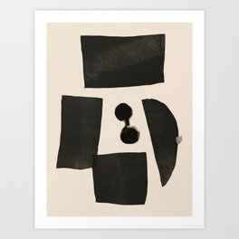 Mid Century Modern Abstract Painting Black shapes Art Print