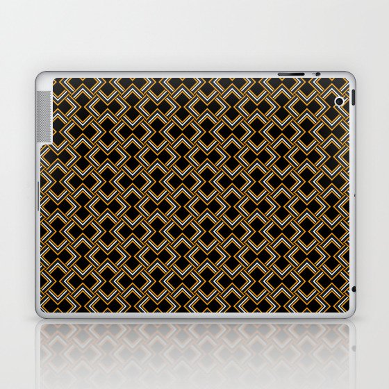 Geometric pattern no.1 with black, blue gold and white colors Laptop & iPad Skin
