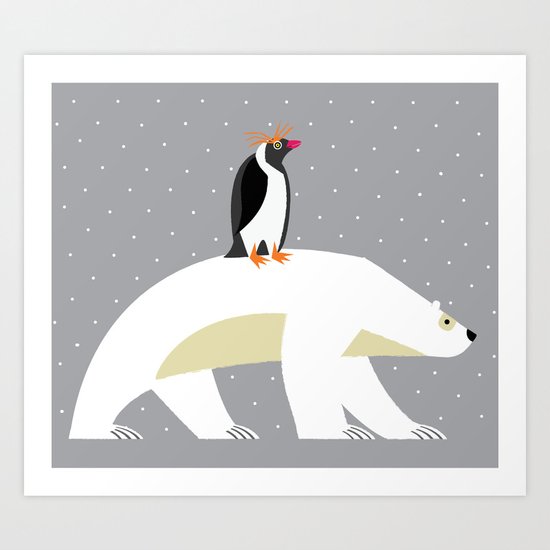 The Polar Bear and The Penguin Art Print