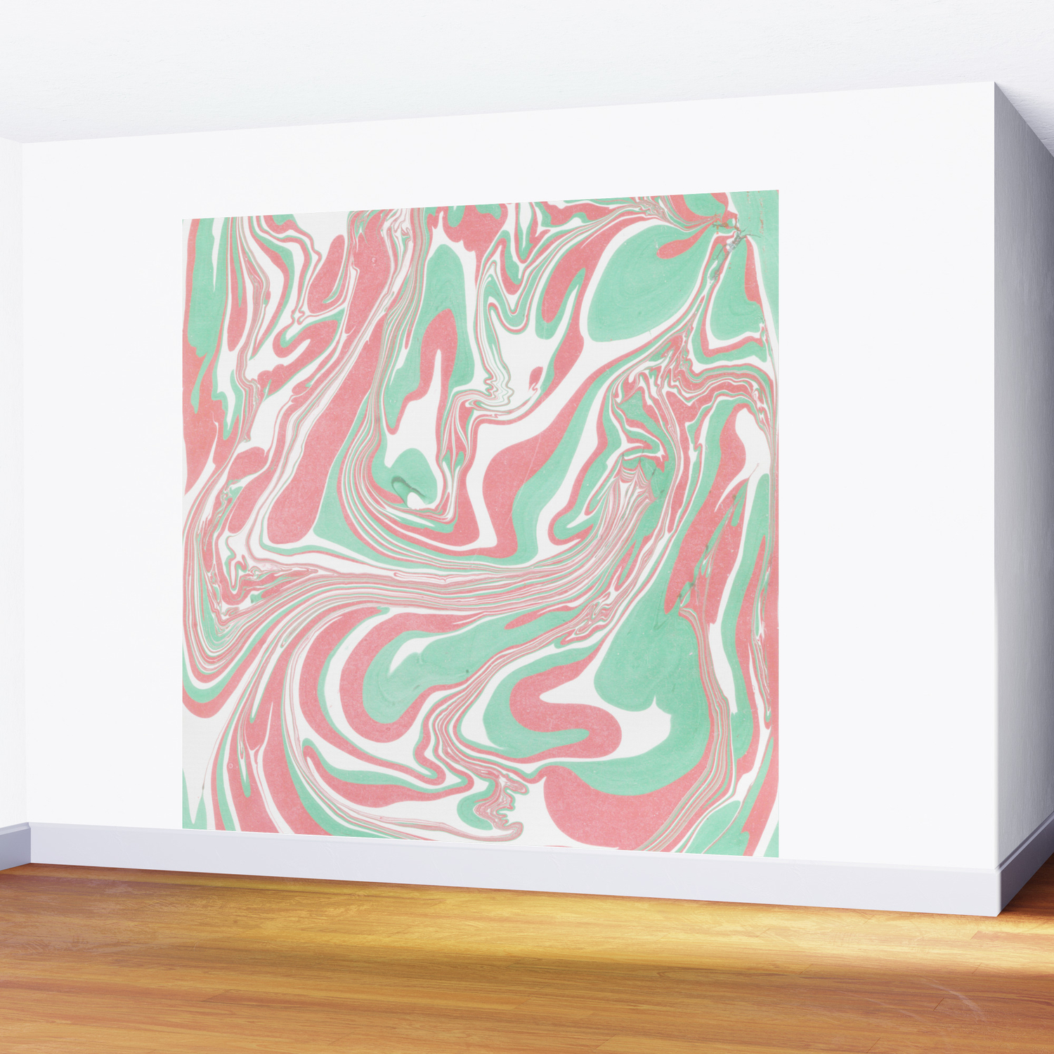 Elegant Pink Green Abstract Watercolor Marble Wall Mural By