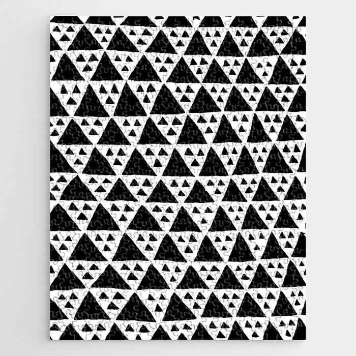 Triangles Big and Small in black and white Jigsaw Puzzle