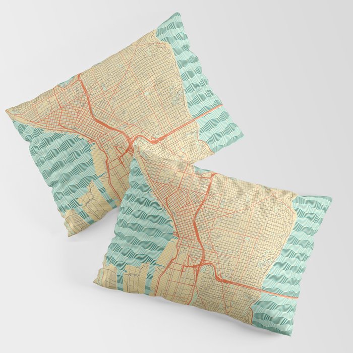 Seattle Map Retro Pillow Sham