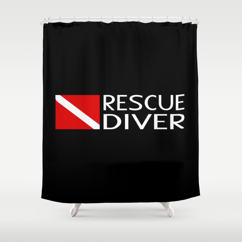 Diver Down Flag Rescue Shower, Diver Shower Curtain