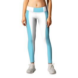 Middle blue - solid color - white vertical lines pattern Leggings