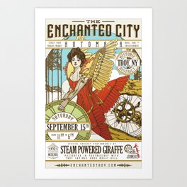 The Enchanted City Poster 2018 Art Print | Troyny, Digital, Graphicdesign, Steampunk, Cogs 