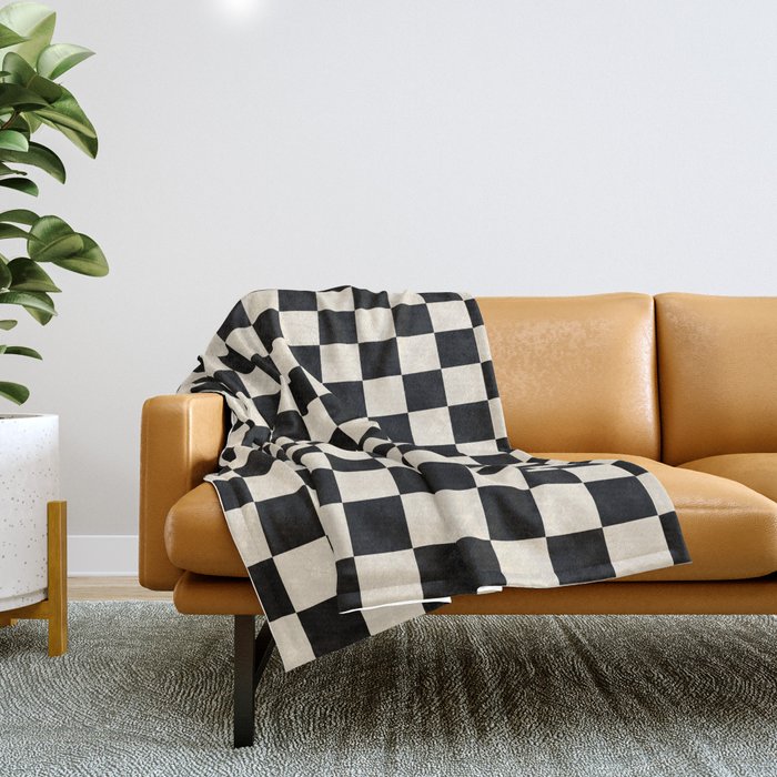 Black and white grid throw blanket best sale
