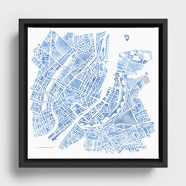 Copenhagen Denmark watercolor city map Framed Canvas