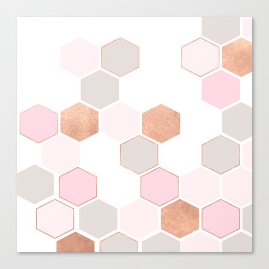 GEO HEXAGON ROSEGOLD PASTEL Canvas Print