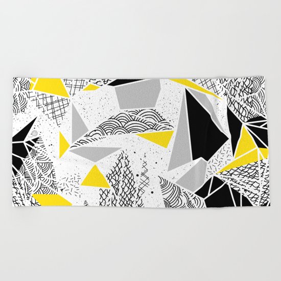 Geometric abstract textures Beach Towel