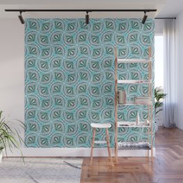 Textured Fan Tessellations in Mint and Cyan Wall Mural