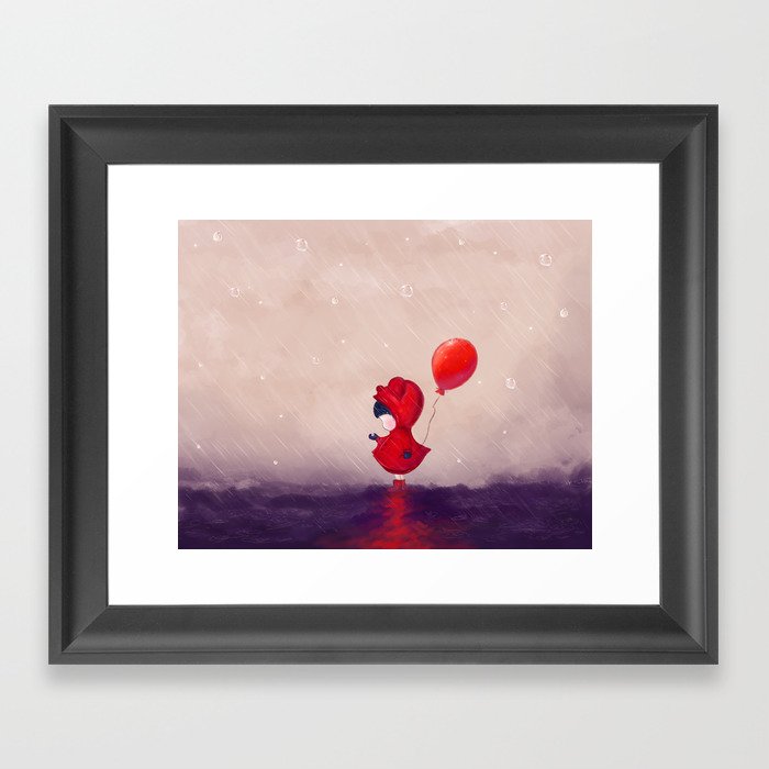 Girl with a red balloon  Framed Art Print