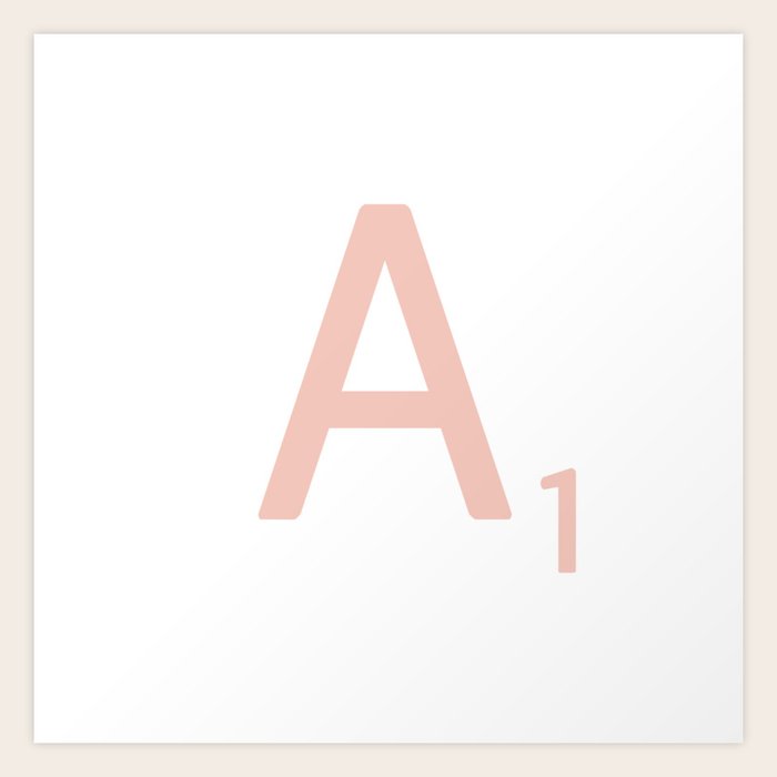 pink scrabble letter a scrabble tile art art print by ekphotoart scrabble letter a
