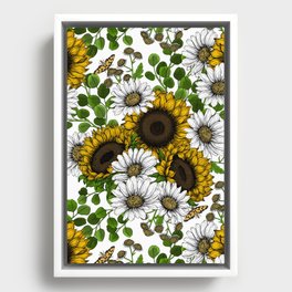 Sunflowers and daisies, summer garden 3 Framed Canvas
