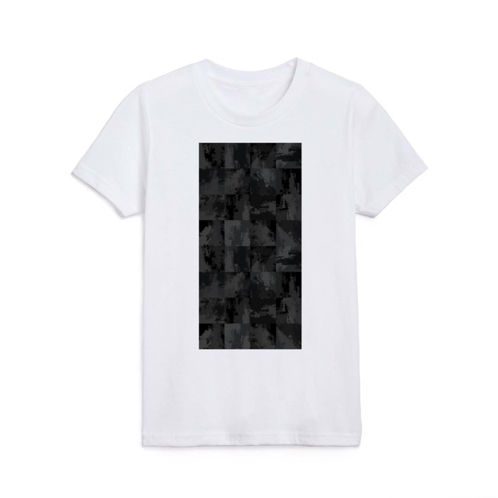 Watercolor Abstract Squares Black Gray Grey Checkerboard Charcoal Kids T Shirt