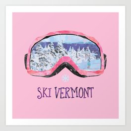 Ski Vermont Ski Goggles — Pink Art Print