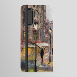 oil painting on canvas, street view of Paris Android Wallet Case