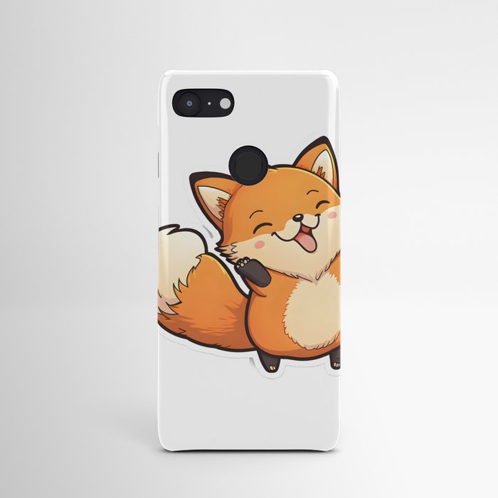 Kawaii Cute Red Fox Smiling and Playing Android Case